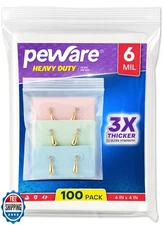 Heavy Duty Clear Resealable Zip Seal Top Bag 4" x 4" – 6 Mil Thic