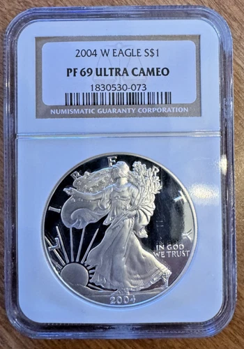 2004 W ~ NGC PF69 1 OZ AMERICAN SILVER EAGLE starting below melt value
