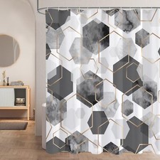 Grey Modern Geometric Shower Curtain 72x72" Abstract Waterproof Art Decor