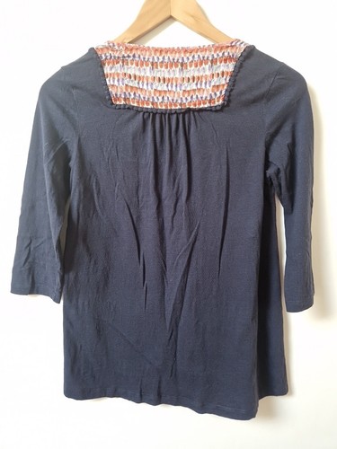 Orvis Linen Blend Embroidered Neckline Blue Blouse Top Size XS 8 - Picture 6 of 8