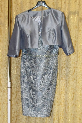 Fashion New York abito corto tubino con giacca colore argento taglia 50 |  eBay