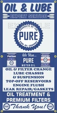 PURE OIL LUBE CHANGE GAS SERVICE STATION OLD SIGN REMAKE BANNER SIZE OPTIONS