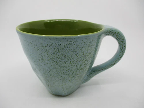 GAIL PITTMAN FREE FORM AQUA & GREEN MUG - 4"  0610B