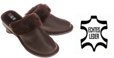 Damen Pantoffeln Echtes Leder mit Lammfell Hausschuhe mit Wolle Lammwolle #196