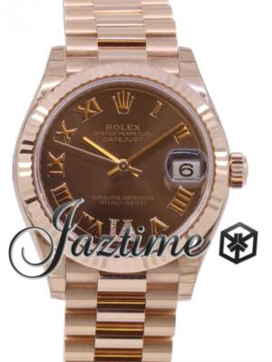 Rolex Datejust 31 Chocolate Roman Diamond VI Rose Gold President 278275 NEW