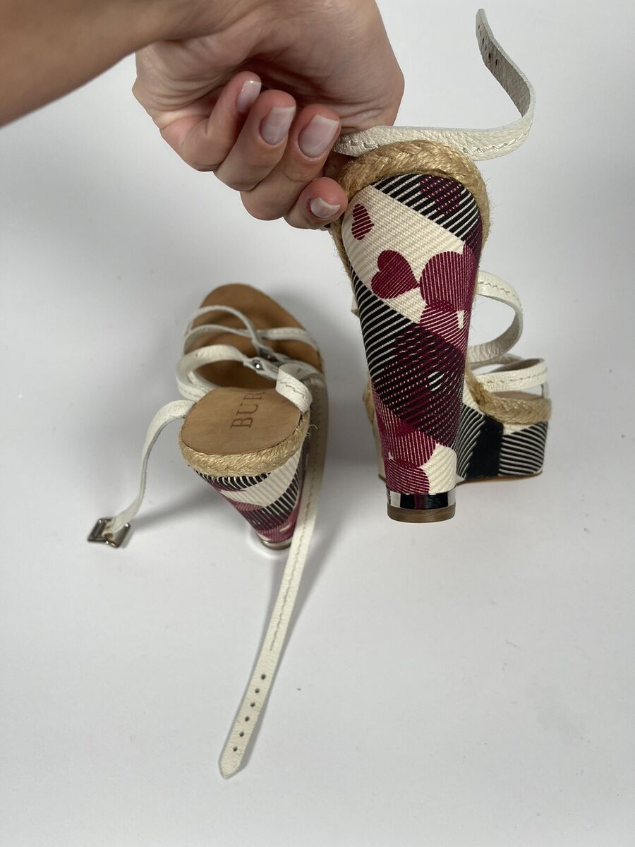 Burberry wedges sandals nova check heart strap | eBay Burberry wedges sandals nova check heart strap | eBay