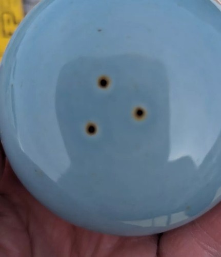 VINTAGE! Iroquois Russel Wright Salt & Pepper Shaker Set Blue Brown Tan apr24 - Picture 8 of 19