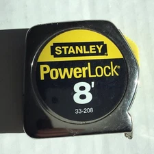 STANLEY Power Lock 8 ft Measuring Tape Measure Tool Black Yellow 33-208