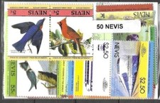 Nevis 50 timbres différents neufs et oblitérés