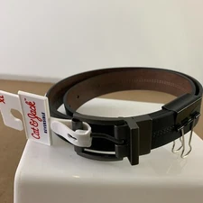 Cat & Jack Boys Size XL Black Brown Reversible Accent Stitch Belt NWT
