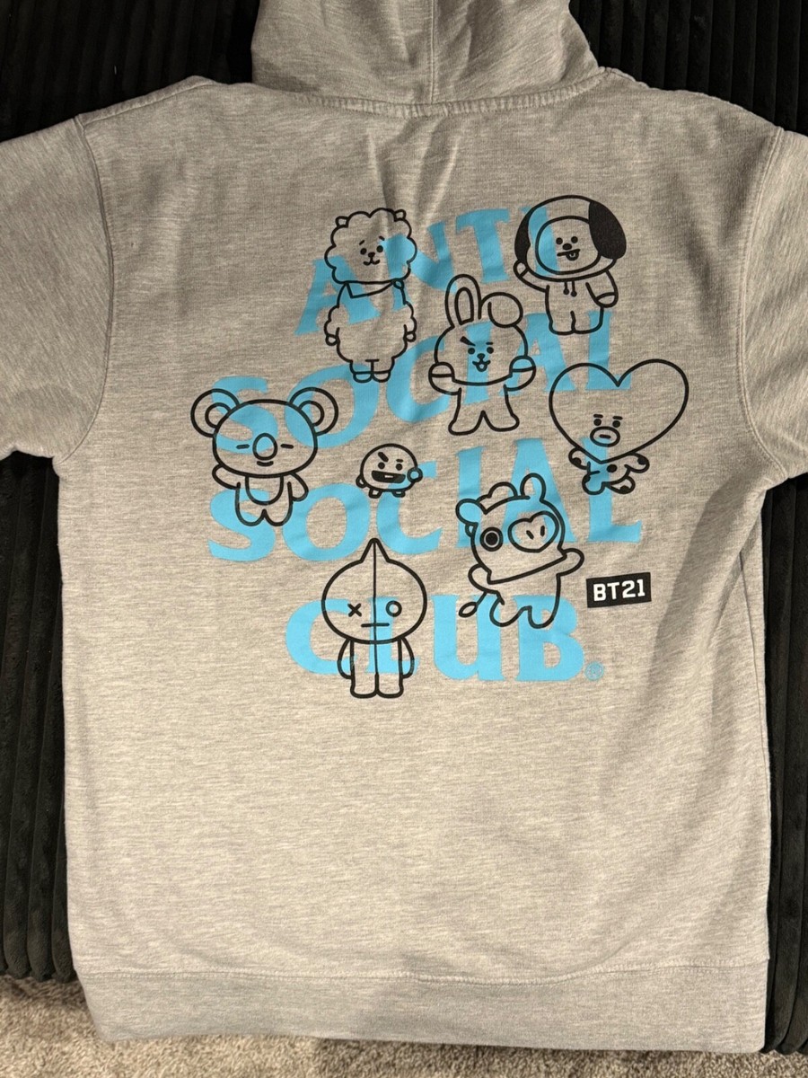 Anti Social Social Club x BT21 Hoodie Medium Gray Pullover Hoodie