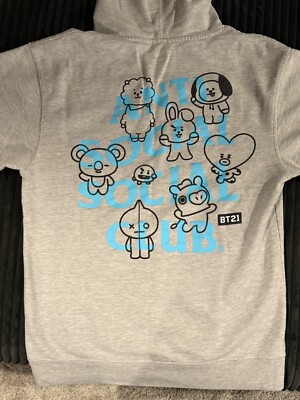 Anti Social Social Club x BT21 Hoodie Medium Gray Pullover