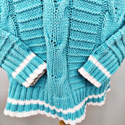 De colección años 80 Dama DiFini Grueso Cuello en V Suéter Tenis Cricket Preparado Turquesa M - Imagen 5 de 8