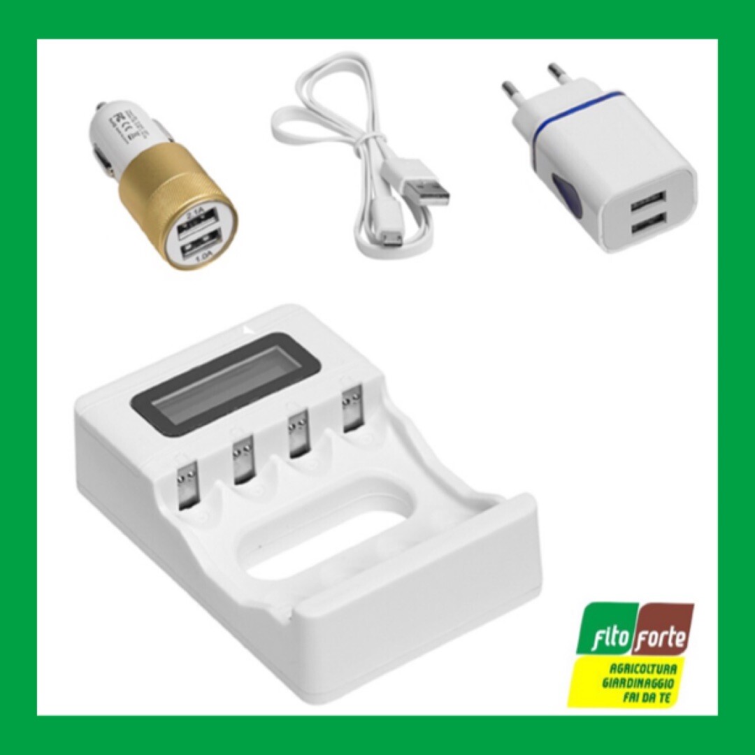 CARICABATTERIE PORTATILE PER PILE RICARICABILI MAURER CAVO USB/ADATTATORE AUTO