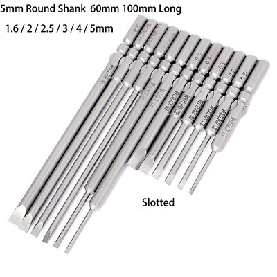 Flat Slotted Head Bit Quick Change Connect impact Driver Power Drill 1.6mm-5mm
