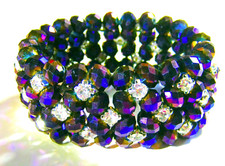 Sparkly Purple Luster and Clear Rhinestone Stretch Bracelet