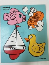 Vintage PlaySkool Wooden Puzzle 4 Pieces 180-07 For My Bath . Made in USA