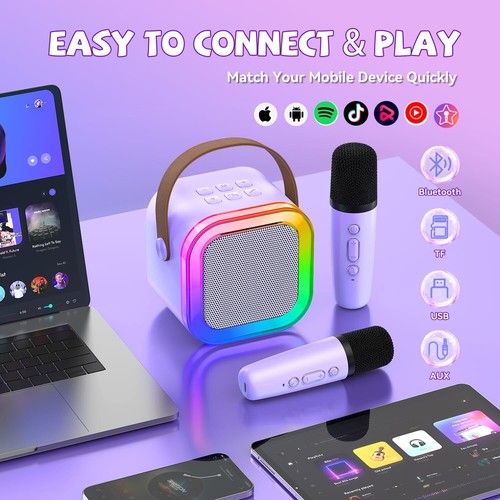 【2025 Newest】 Mini Karaoke Machine for Kids Girls & Boys Portable Bluetooth S... - Picture 3 of 8