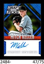 1-2014 PANINI PRIZM DRAFT PICKS BLUE MOJO AUTO MITCH KELLER PIRATES 47/75