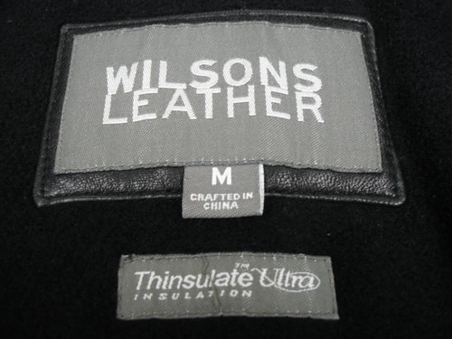 Men's M Wilsons Black Textured Leather Long Jacket Car Coat Thinsulate Insulated - Picture 23 of 23
