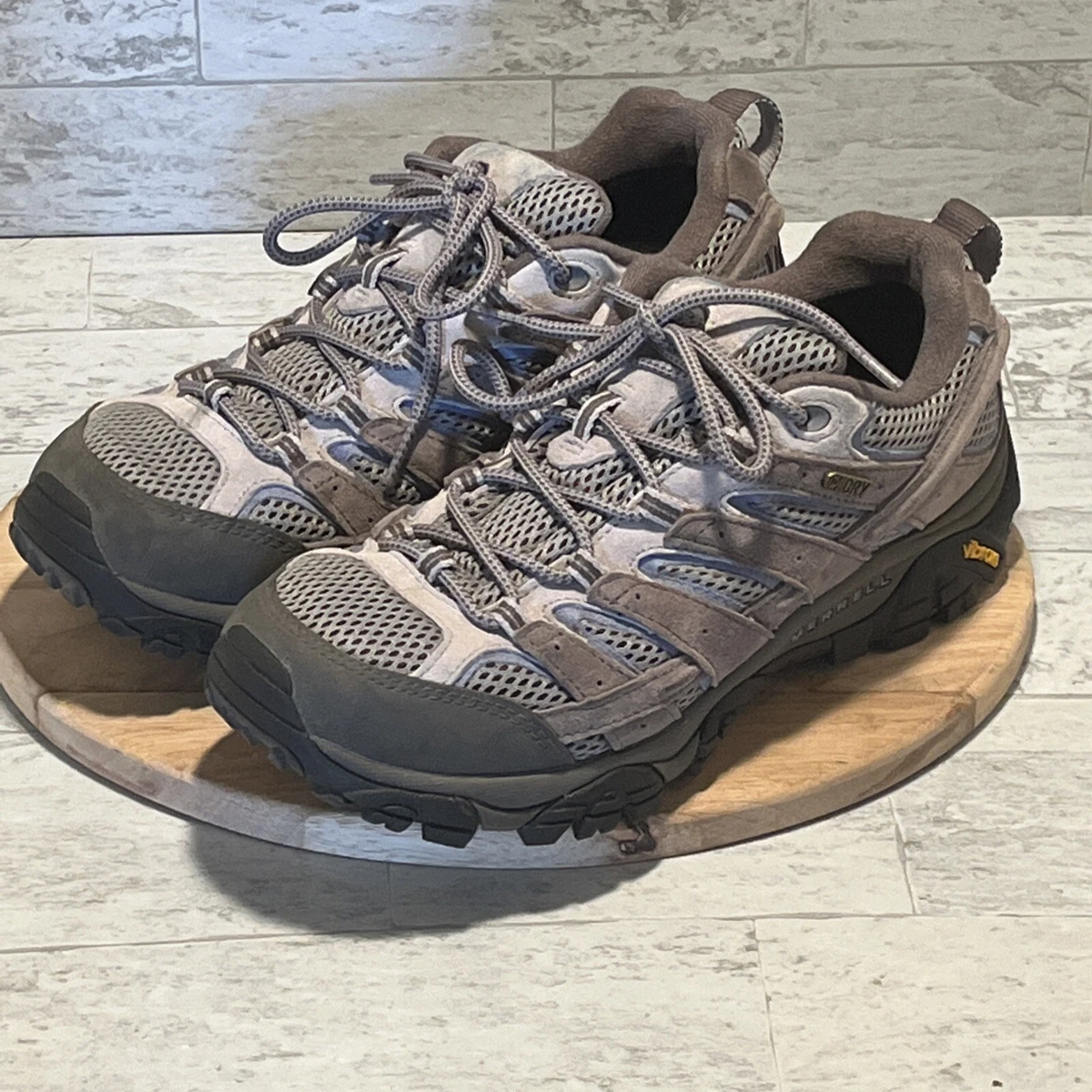 Merrell Moab 2 Falcon Trail Hiking Shoes Womens Size 9 Stone Green Blue MINT