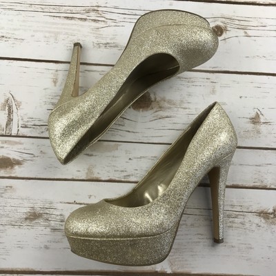 guess gold glitter heels