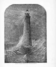 Minot's Ledge Light House Boston  1878 Antique Print by WH Morse