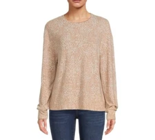 Time and Tru Women s Hacci Crew Neck Pullover Long Sleeves  M 8-10