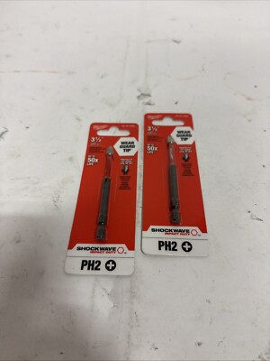 2 PACK Milwaukee 48-32-4562 Shockwave 3-1/2'' Impact Bit PH2