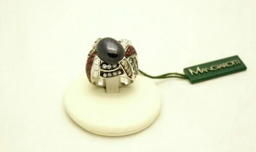 Anelli di lusso neri di pietra principale zaffiro