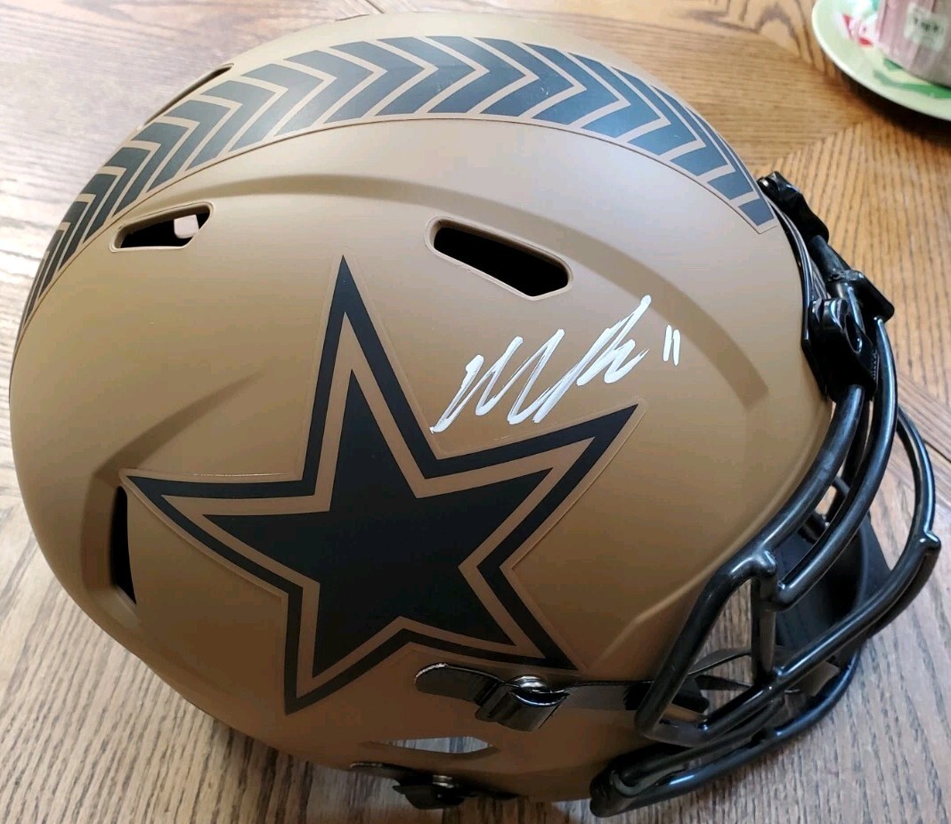 Micah Parsons Autographed Signed Dallas Cowboys NICE Cowboys F/S REP Helmet Salute To Service BAS COA 