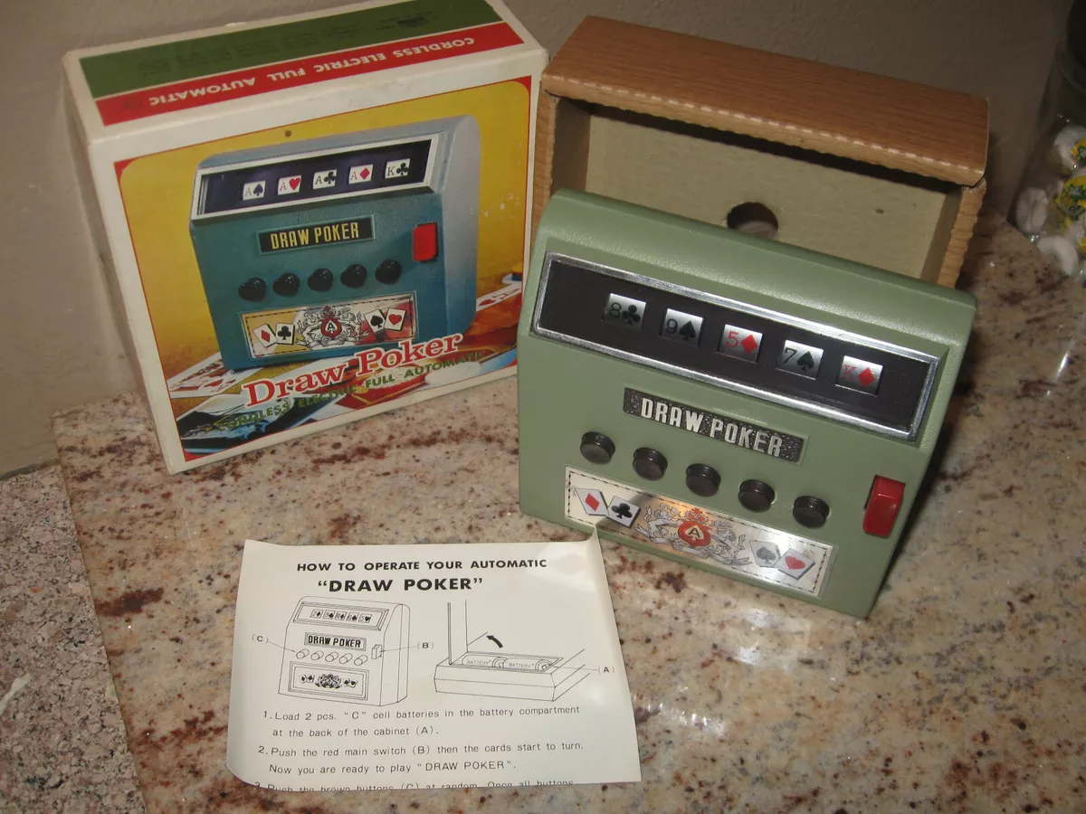 VINTAGE 1971 DRAW POKER CORDLESS ELECTRIC FULL AUTOMATIC GAME IN BOX