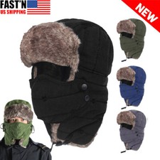 Winter Warm Hat Ear Flap Windproof Ski Face Mask Cap for Men Women Cold Weather