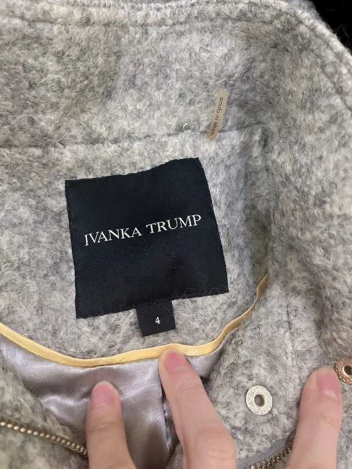 Chaqueta Abrigo Ivanka Trump Toggle Front Boucle Capucha Piel Talla 4 Foto 4 de 4