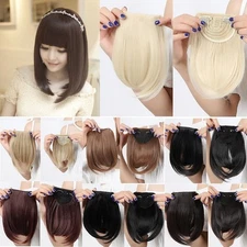 Real Thick Straight Bang Clip in on Fringe Hair Extensions Humans Hairpiece LK