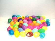 53 Empty Easter Eggs Plastic Used, But Very Clean 2 1/4"-2 1/2" Fillable