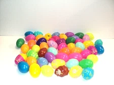 53 Empty Easter Eggs Plastic Used, But Very Clean 2 1/4"-2 1/2" Fillable