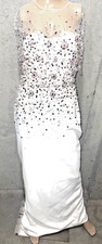 Pamella Roland Crystal Embroidered Runway White Long Maxi Gown Evening Dress 6