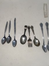 Lot of 8 Vintage Toddler Silverware Stainless Spoons/fork 5Onedia 3 Made Japan