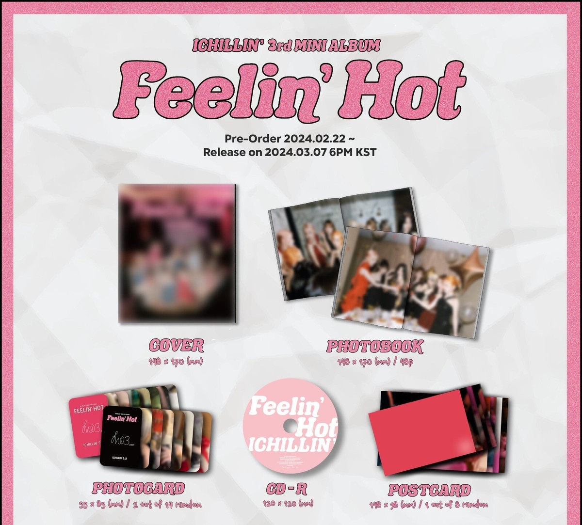 K-POP ICHILLIN' 3rd Mini Album Feelin' Hot CD+48p P.Book+2p