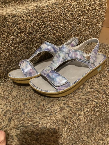 Women's Size 38 Alegria Kendra Ken 298W Blue Leather Strappy Slingback Sandals - Picture 11 of 21
