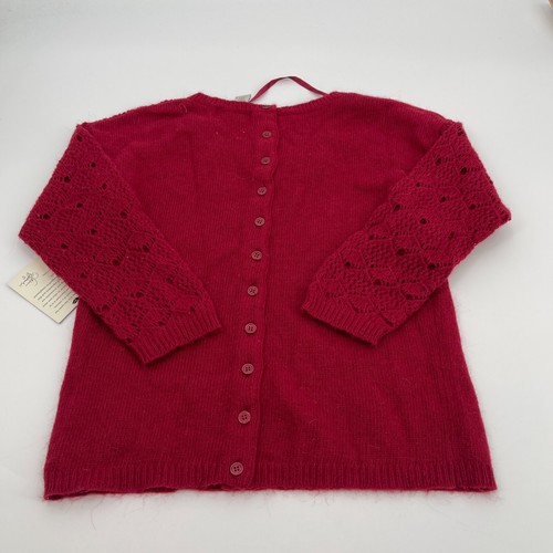 Valerie Bertinelli Womens Sweater Small Rabbit Hair Red Knit Eyelet Button Back - Picture 12 of 12
