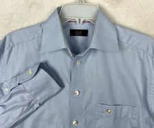 Eton Button Down Shirt Mens 15.5 39 Blue Long Sleeve Pocket Dress