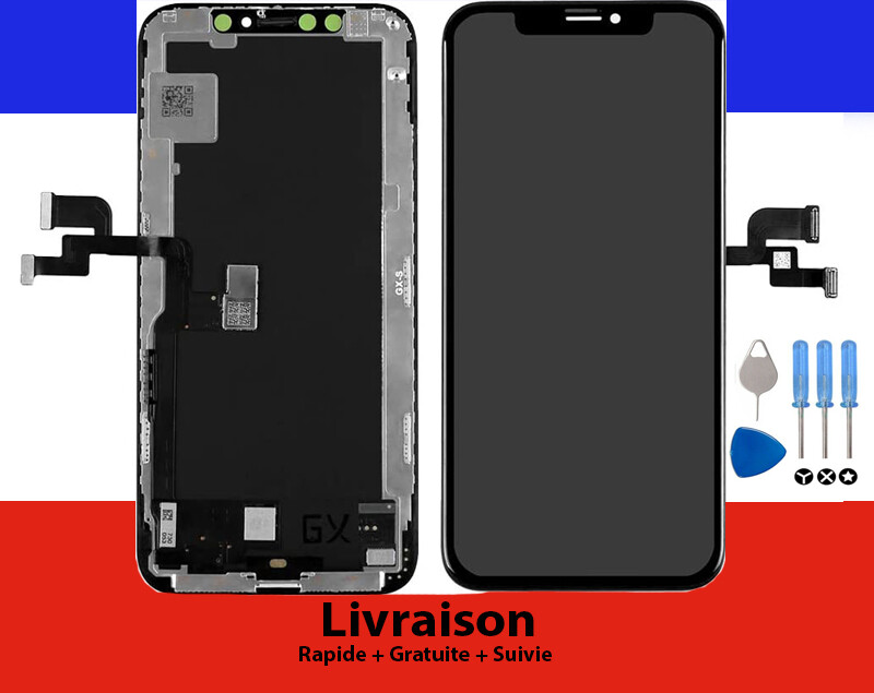 Écran iPhone XS brisé résolu avec ce LCD tactile assemblé sur châssis noir