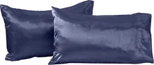 Great Bay Home Satin Standard Pillowcases Navy Size 20x26 Pack of 2