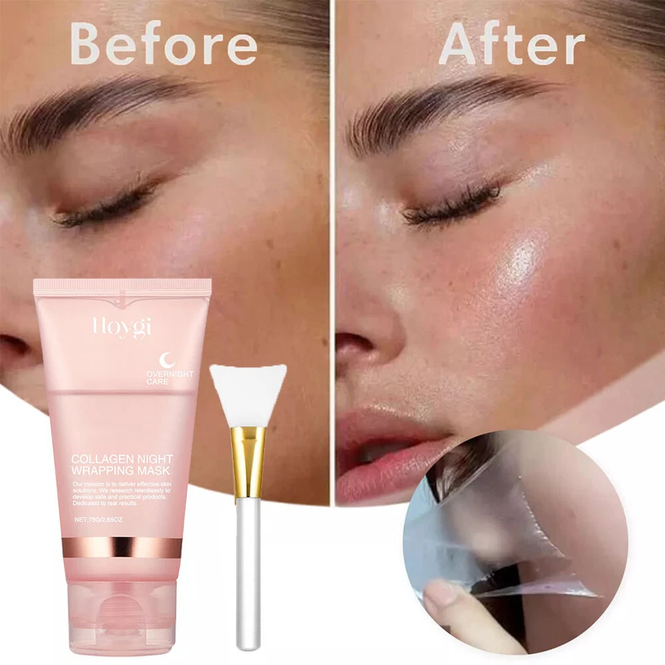 Collagen Overnight Wrapping Mask + Brush, KOREAN GLASS SKIN Elasticity Hydration - Image 3 of 4