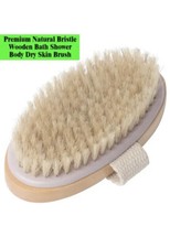 Wooden Bath Shower Body Back Dry Skin Brush Spa Scrubber Natural Bristles