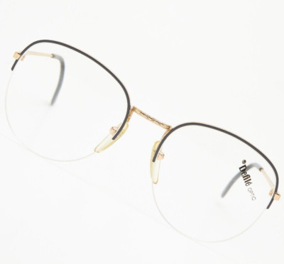 DEFILE PIPER 40 54 gold/gray round eyeglasses vintage 80s unisex