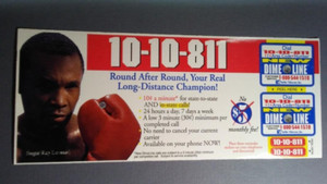 Sugar Ray Leonard Boxing Advertising Sticker - 1999 VarTec Telecom DimeLine
