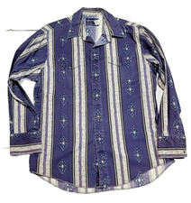 Vintage Wrangler Brushpopper Pearl Snap Aztec Southwestern Shirt Men's 17-35